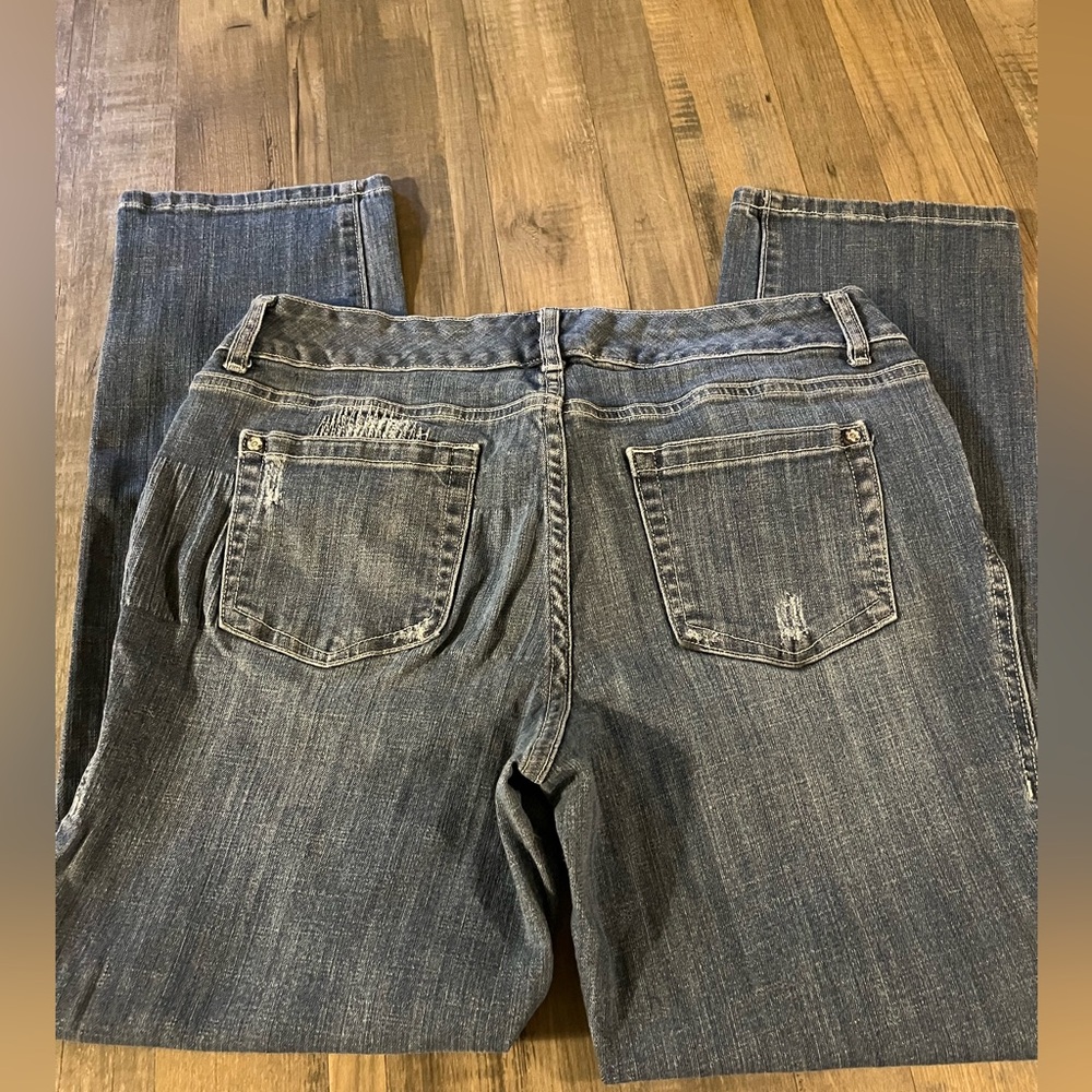 a.n.a Women's Straight Leg Jeans - Distressed Blue